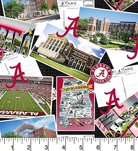 Sykel Alabama Crimson Tide scenic postcard licensed collegiate cotton by the yard