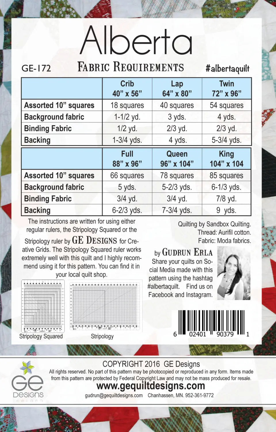 Alberta 10" Square Pattern 172 GE Designs