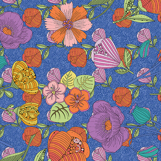 Alluring Peacock - Allure Floral - Blue 44" / 45" Fabric Per Yard