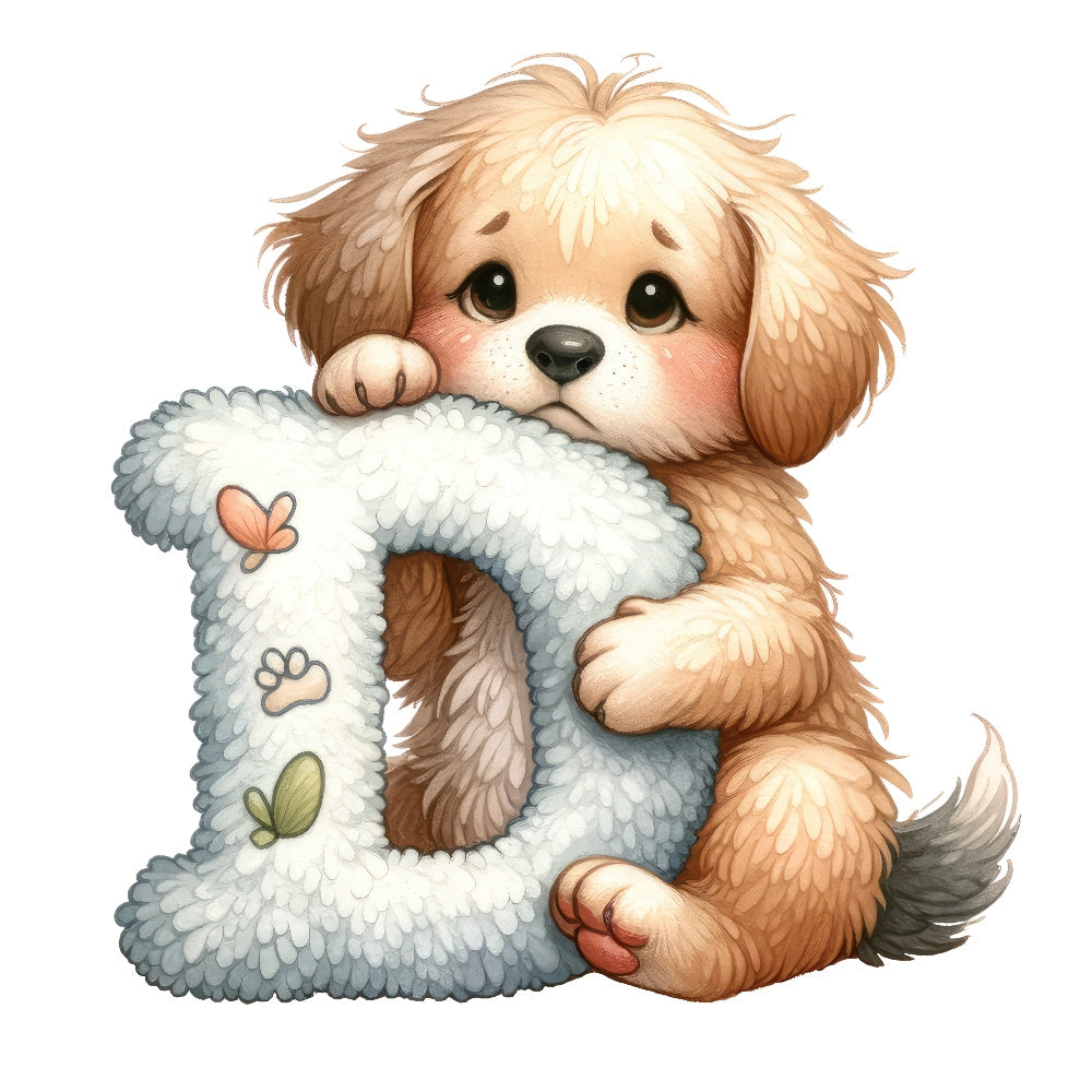 Animal Dog Letter D Fabric Panel