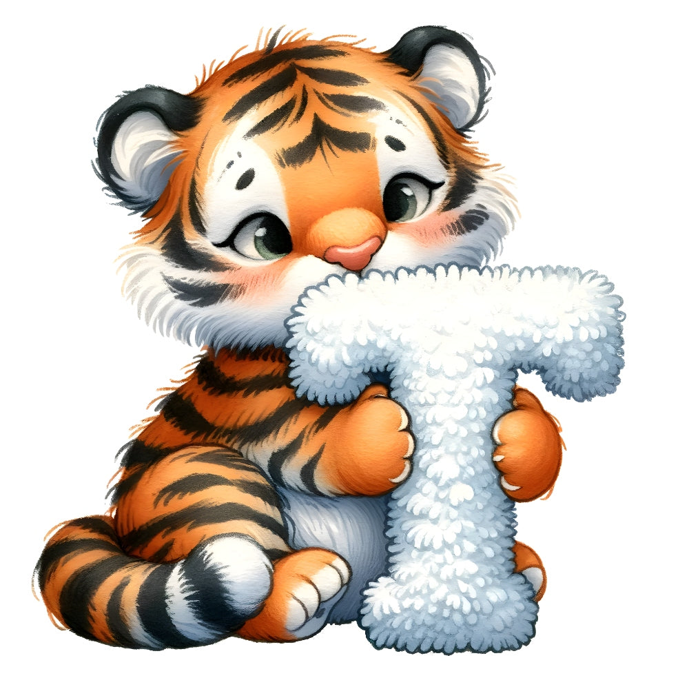 Animal Tiger Letter T Fabric Panel