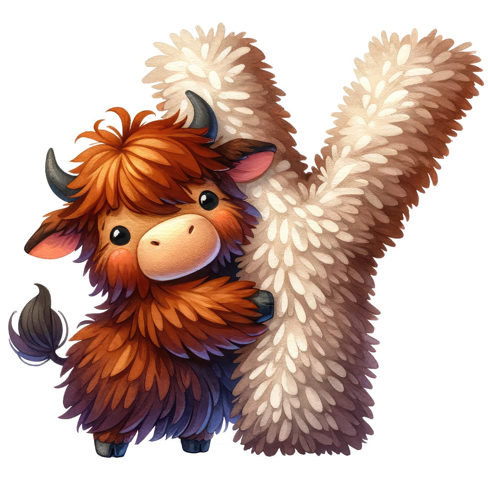 Animal Yak Letter Y Fabric Panel