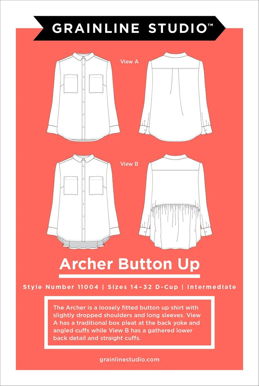 Archer Button Up Sizes 14-32 - Linda's Electric Quilters