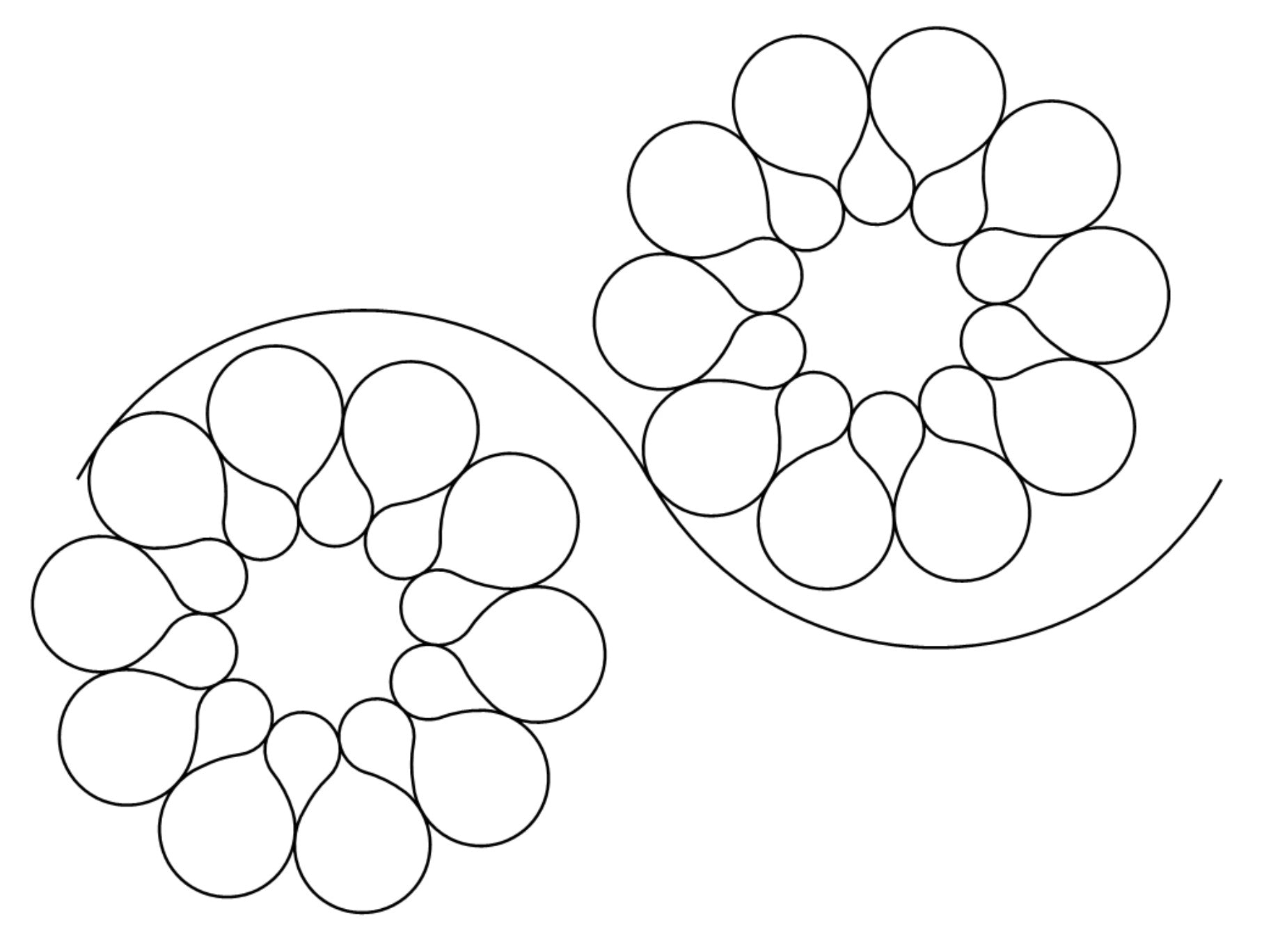 Arrayed Circle Flower Digital E2E Wildflower Quilting Pantograph Close Up