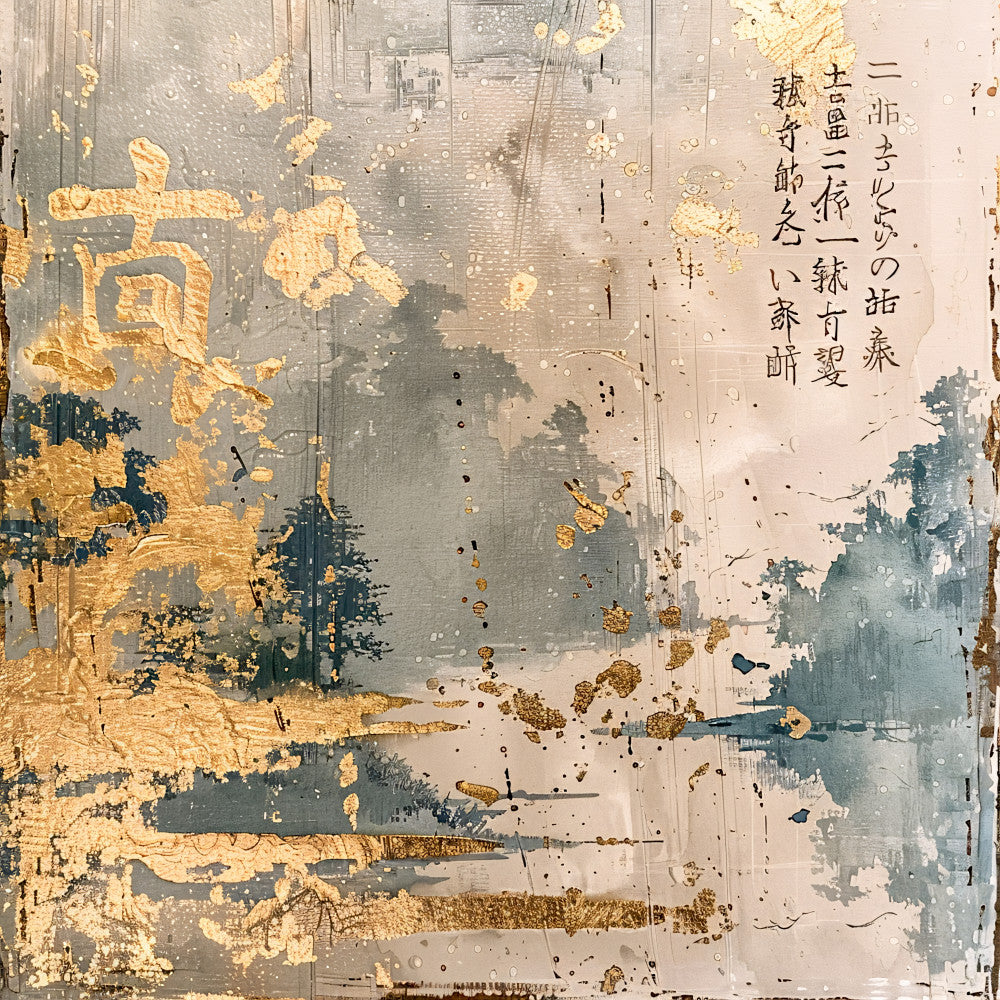 Asian Landscapes on Rice Paper Fabric Panel 7