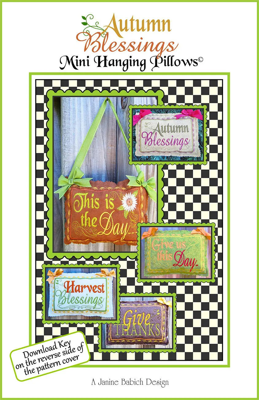 Autumn Blessings Mini Hanging Pillows Machine Embroidery Checker Distributor