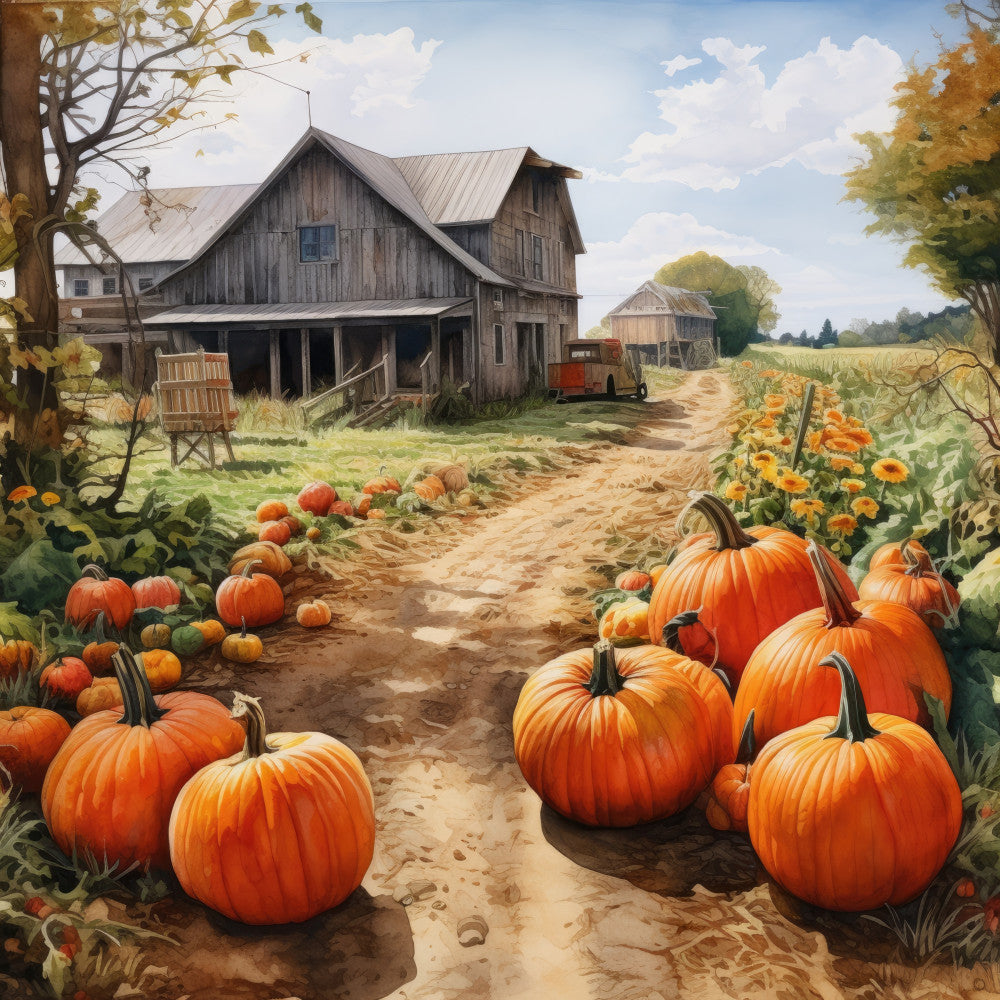 Autumn Pumpkin Patch Fabric Panel 12