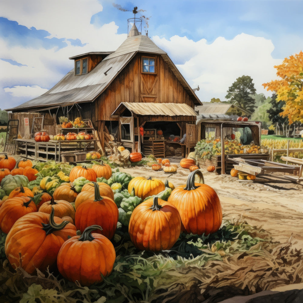 Autumn Pumpkin Patch Fabric Panel 13