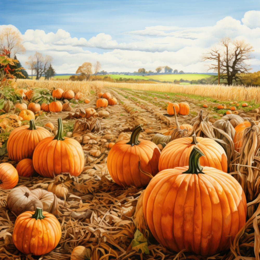 Autumn Pumpkin Patch Fabric Panel 16