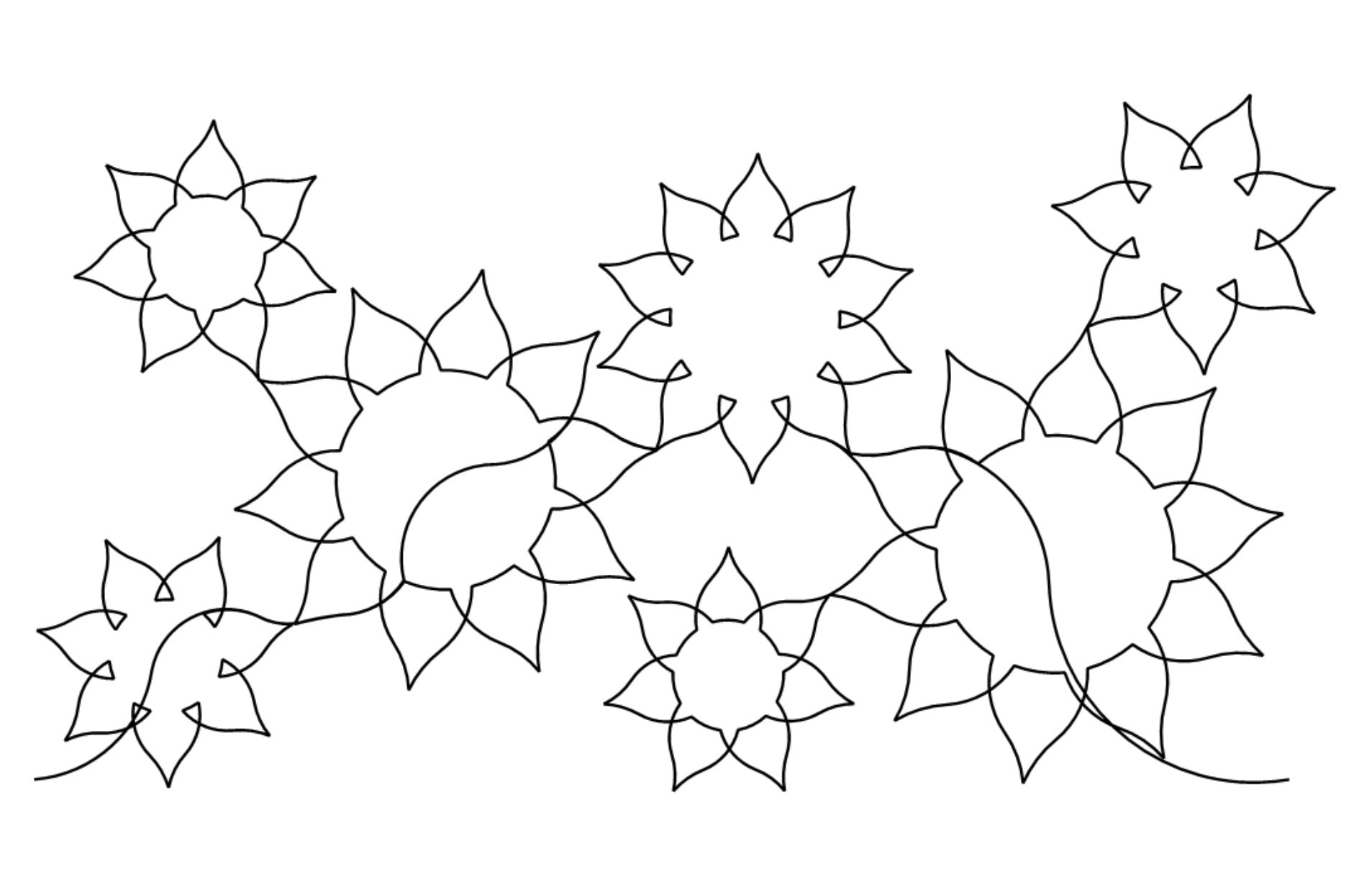 Autumn Sunshine Simple Digital E2E Wildflower Quilting Pantograph Close Up