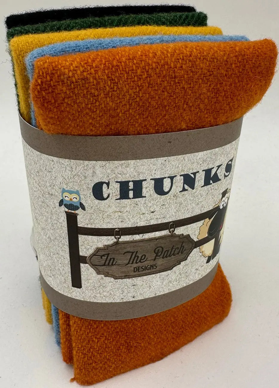 Autumn Wool Chunks 5pc 9in x 10in - Linda's Electric Quilters