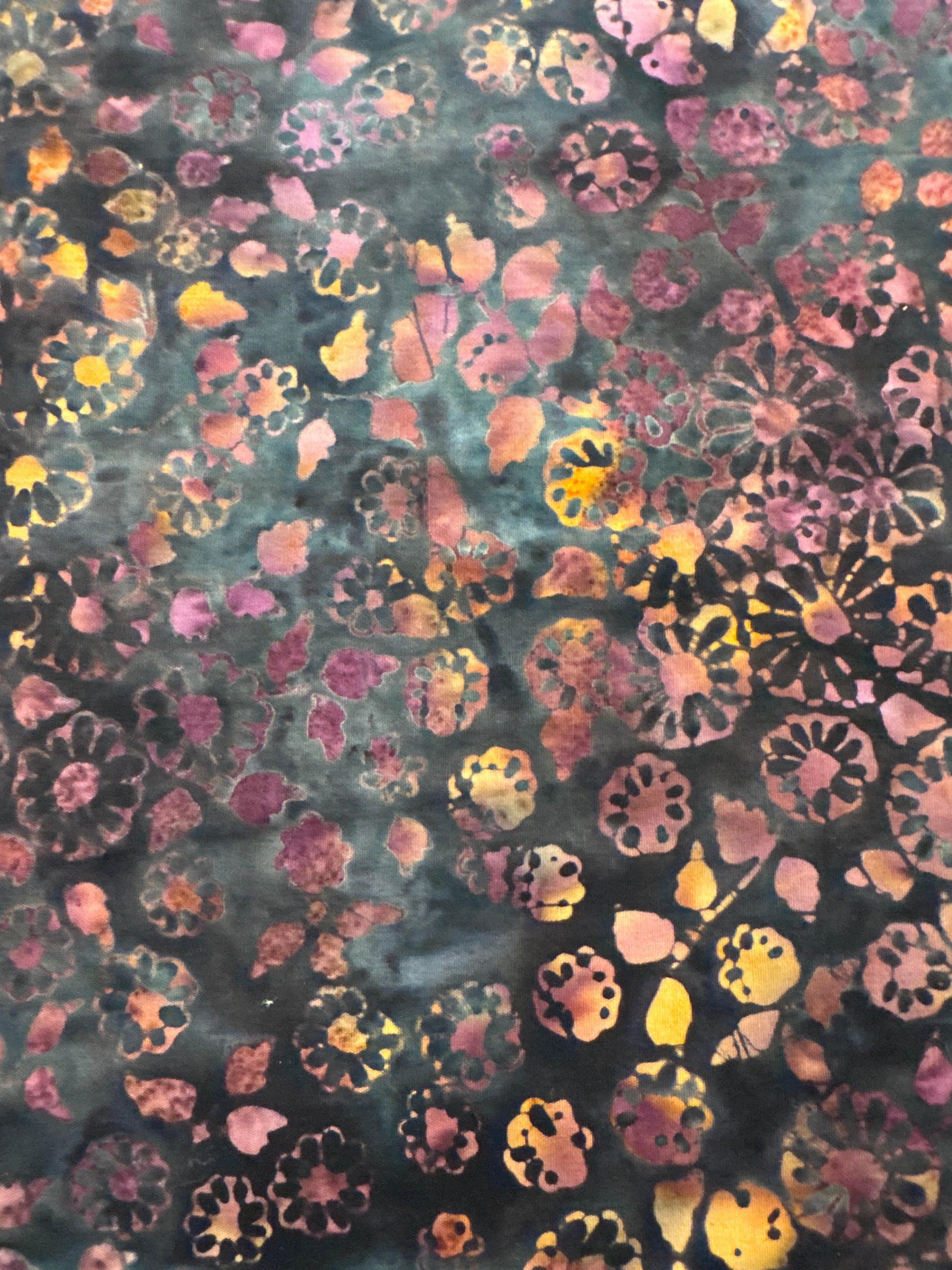 Blank Quilting Pebbles and Daisies Dark Teal quilting fabric