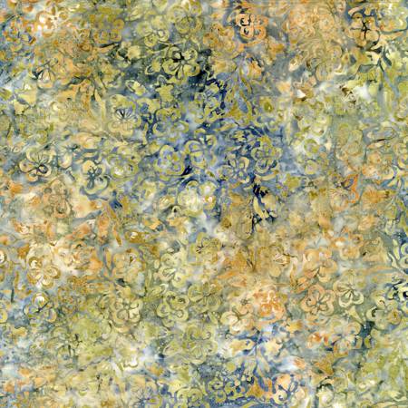 Timeless Treasures Tonga Vintage Blossom batik quilting fabric in Ochre
