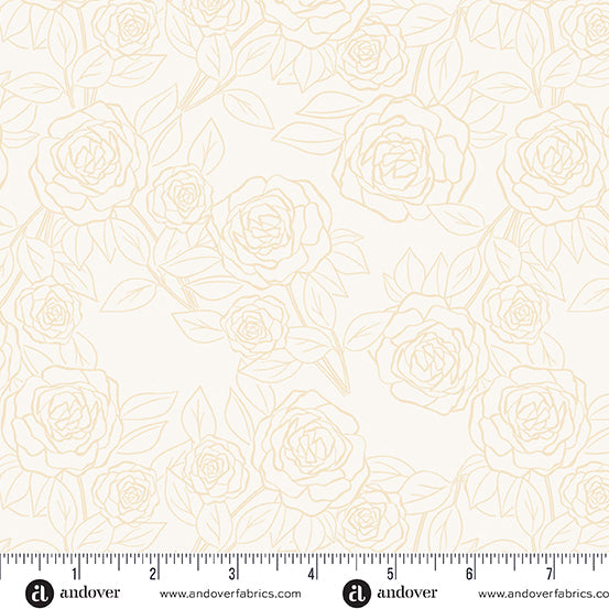 Color Me Pretty Botanica Cream Linen floral quilting fabric by Andover Fabrics