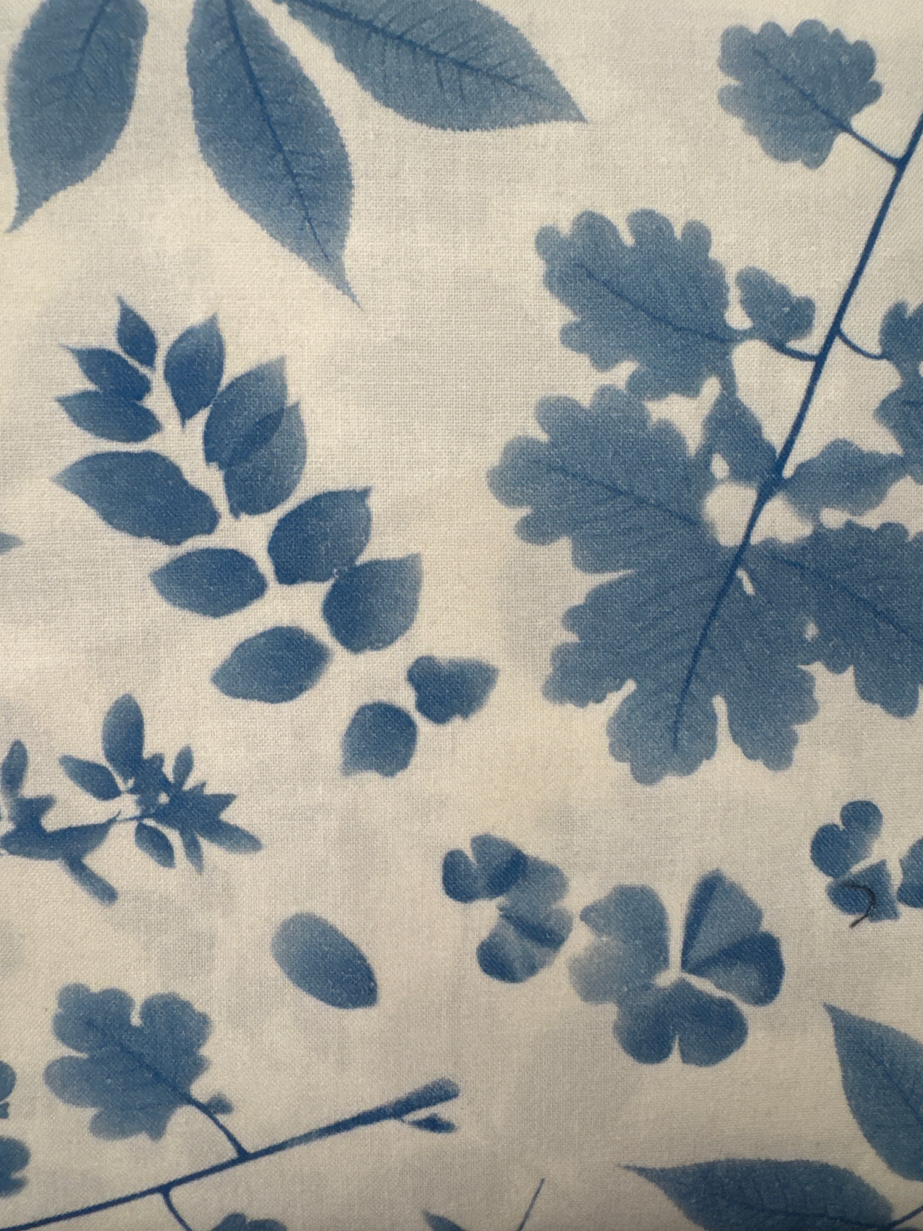 Bluebell Leaves on White blender quilting fabric by Moda