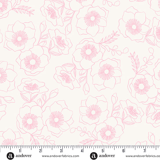 Color Me Pretty Botanica Blush pink floral quilting fabric by Andover Fabrics