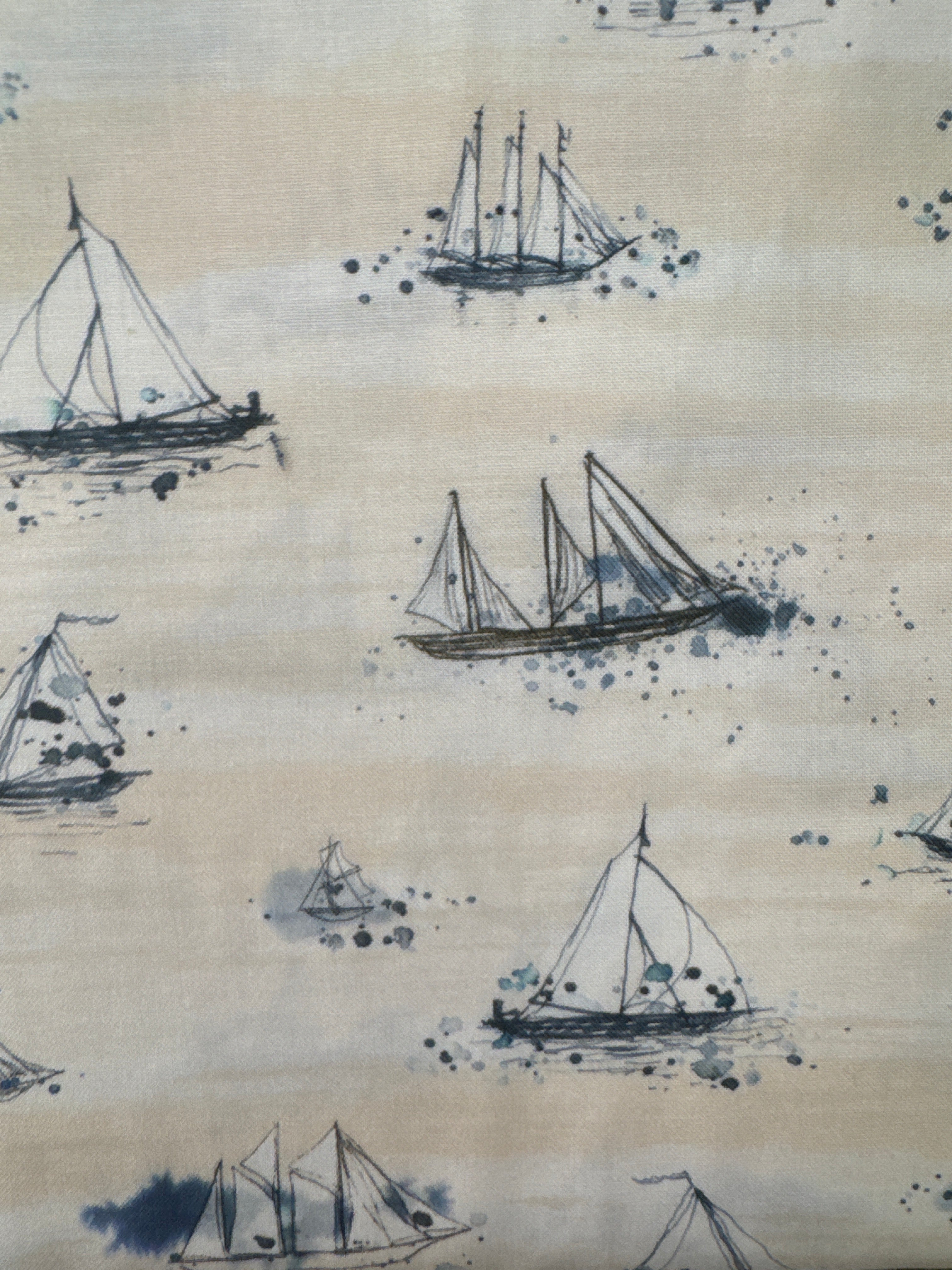 Longshore Sailboats Sand novelty quilting fabric by Moda