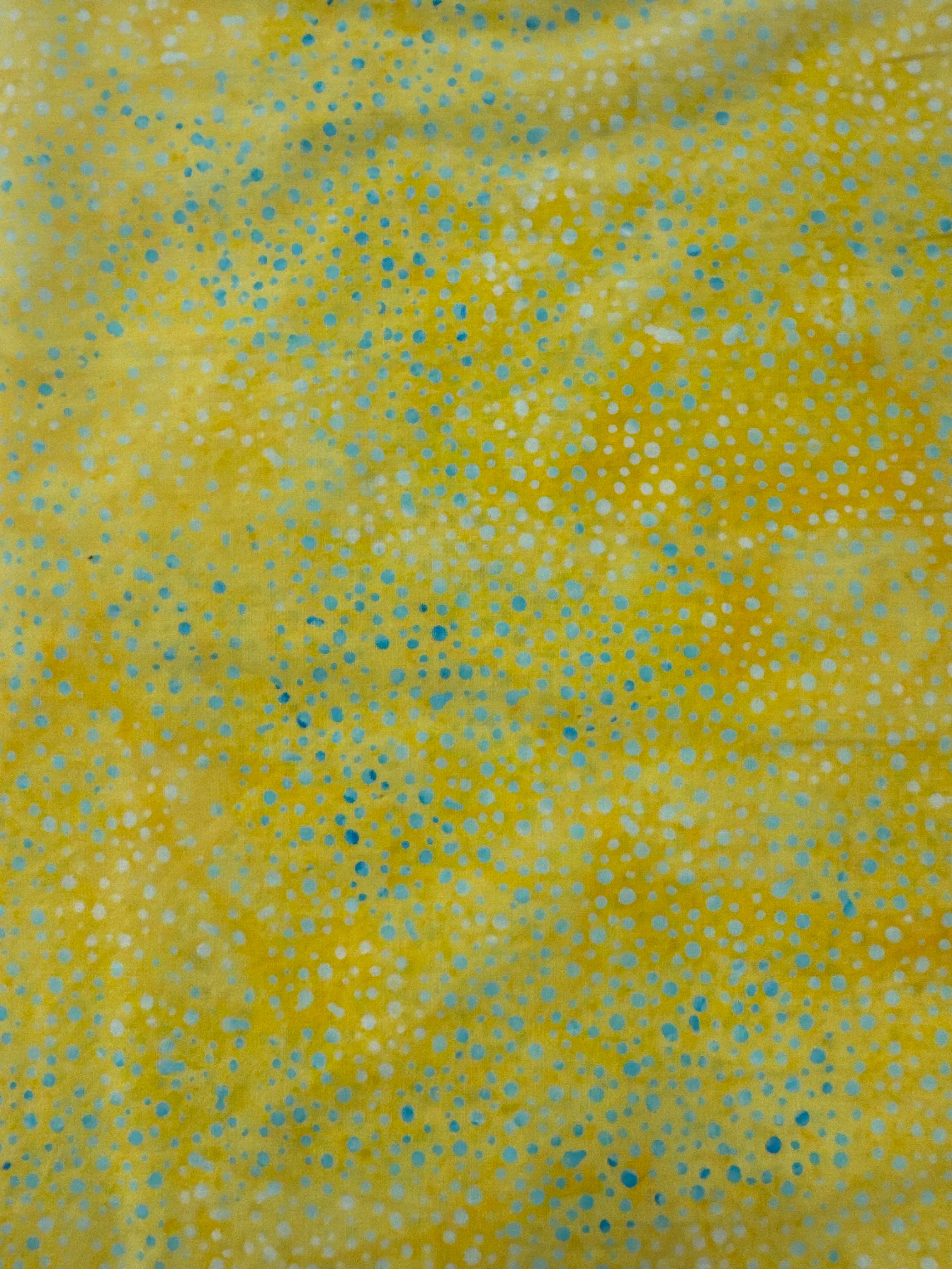 French Yellow Teal Dots quilting fabric by Hoffman Fabrics