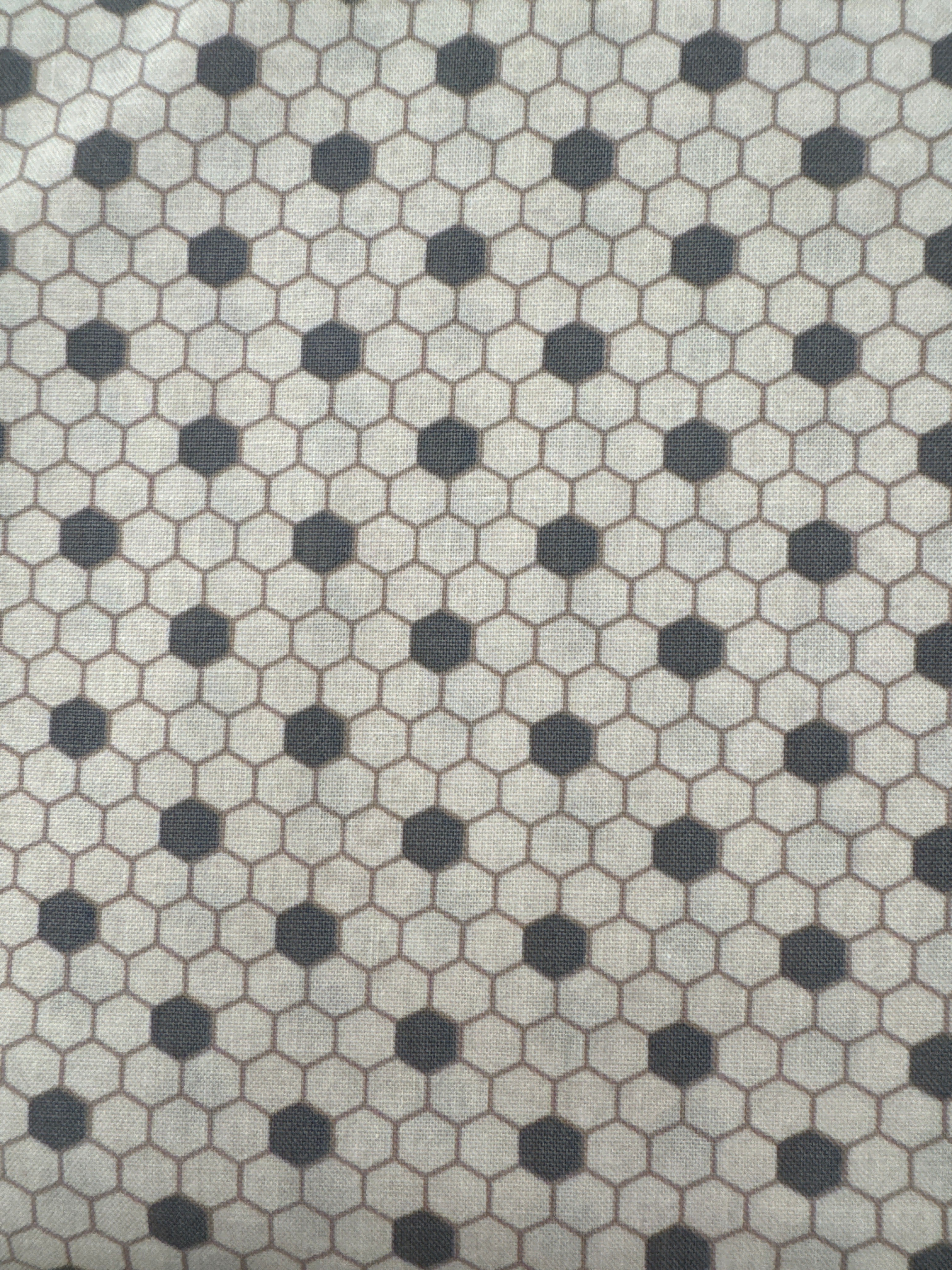 Boudoir Hexagon Cream and Grey geometric quilting fabric by Moda