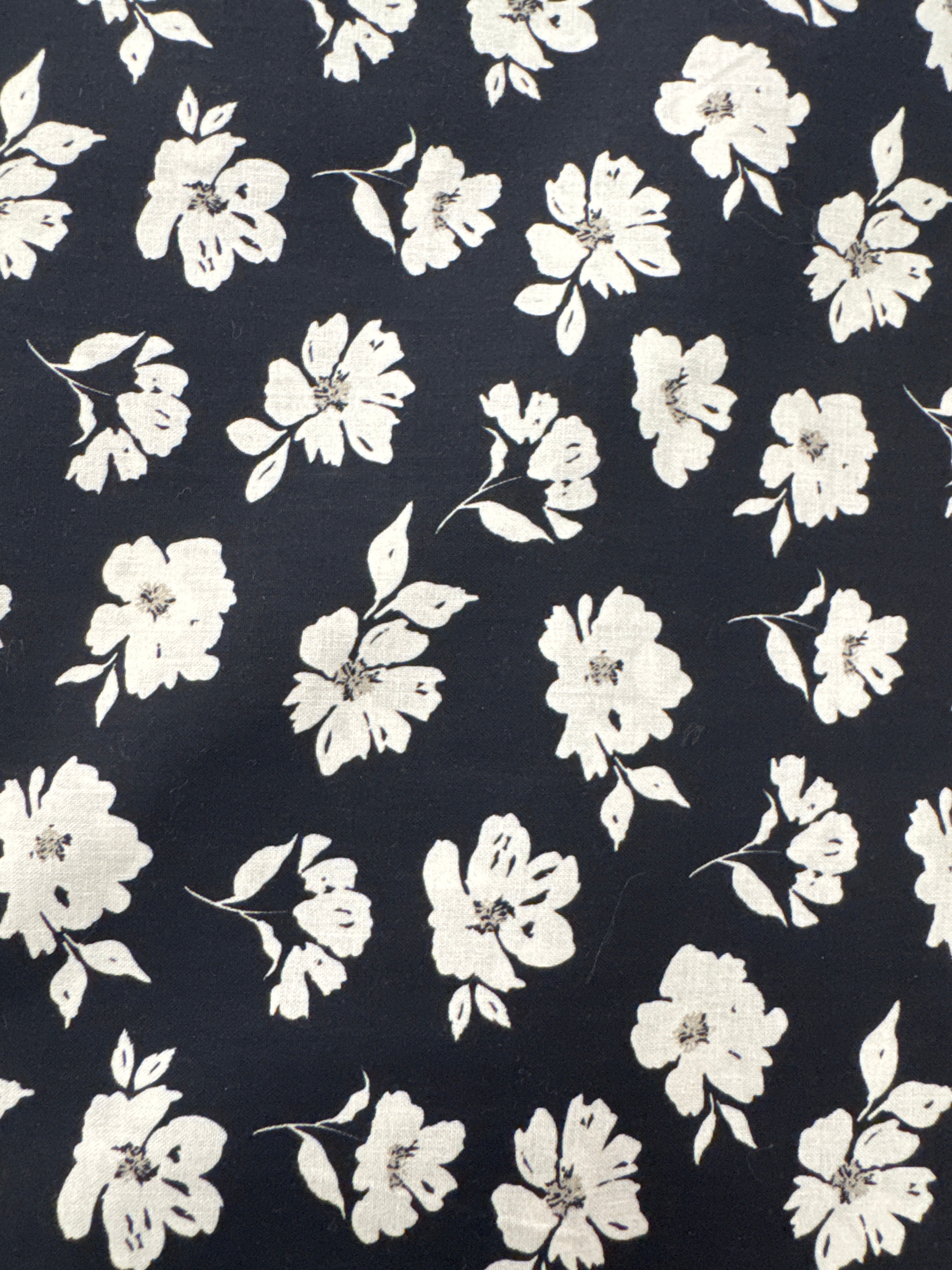 Evermore Black White Flowers floral quilting fabric by Clothworks
