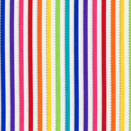 Windham Be Colorful white rainbow stripe quilting cotton fabric
