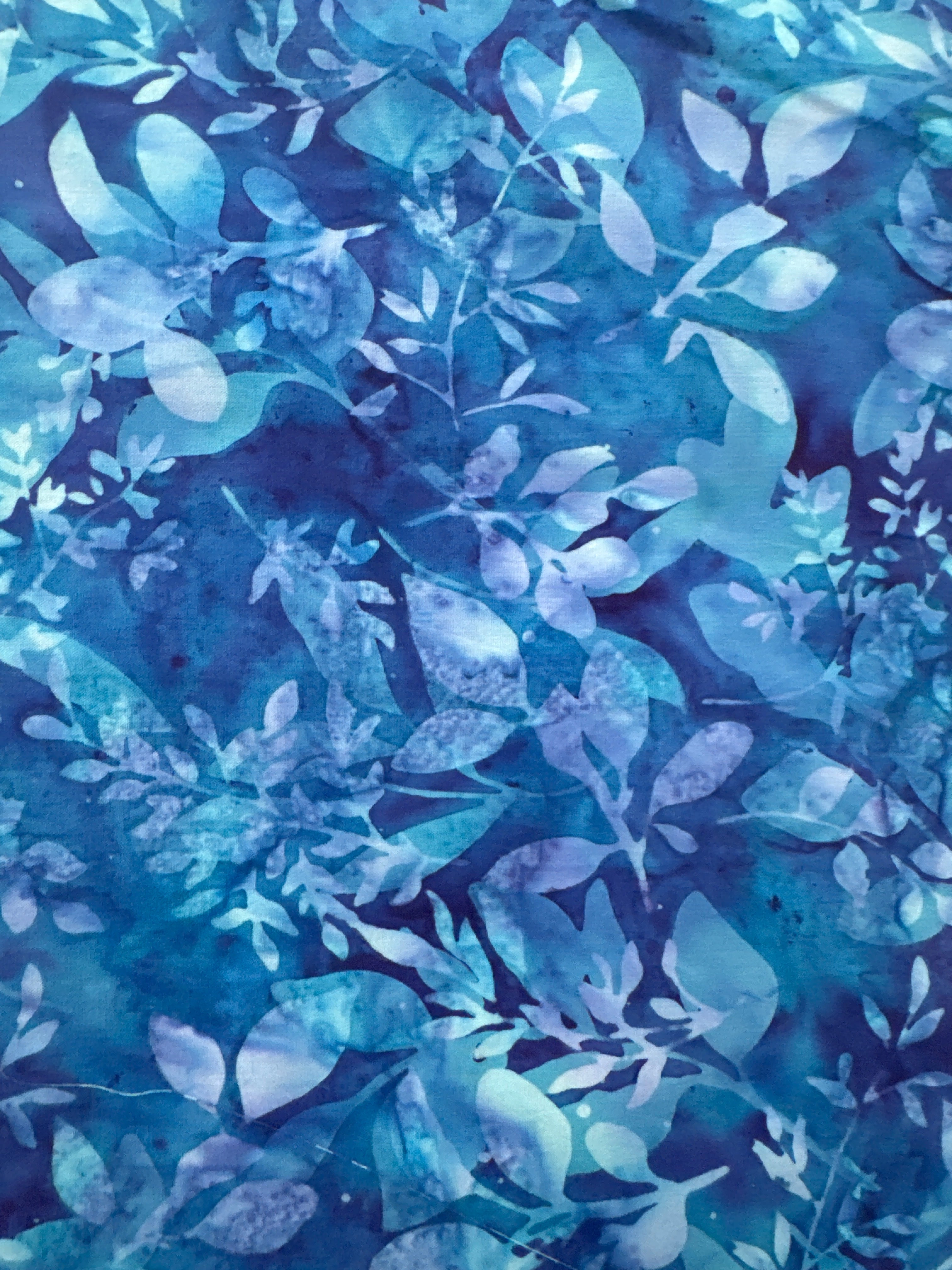 Leaves on Deep Blue blender quilting fabric by Hoffman Fabrics