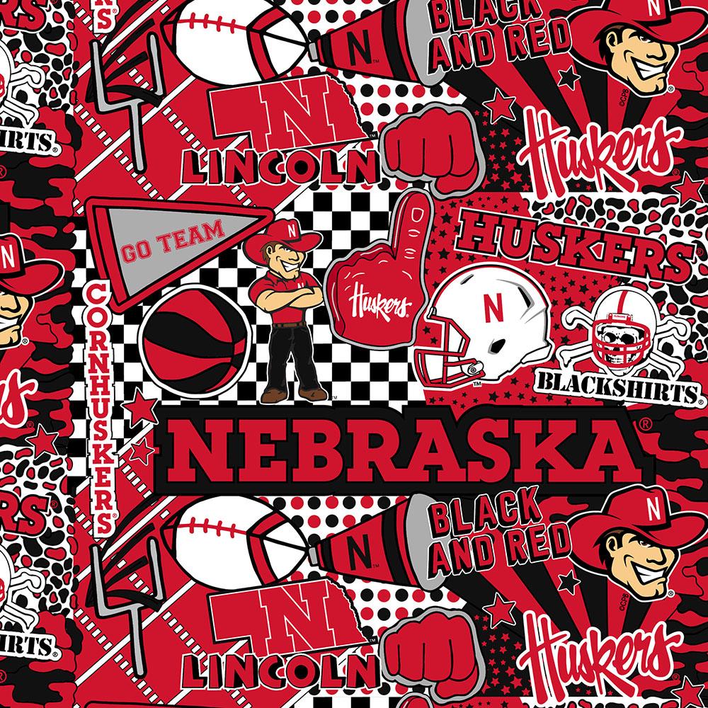 Nebraska Cornhuskers pop art licensed collegiate cotton 3 yard pack