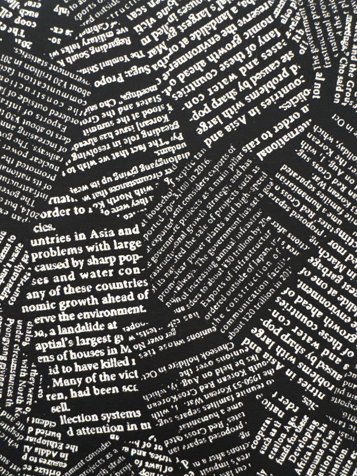 Super Quilters Text on Black novelty quilting fabric