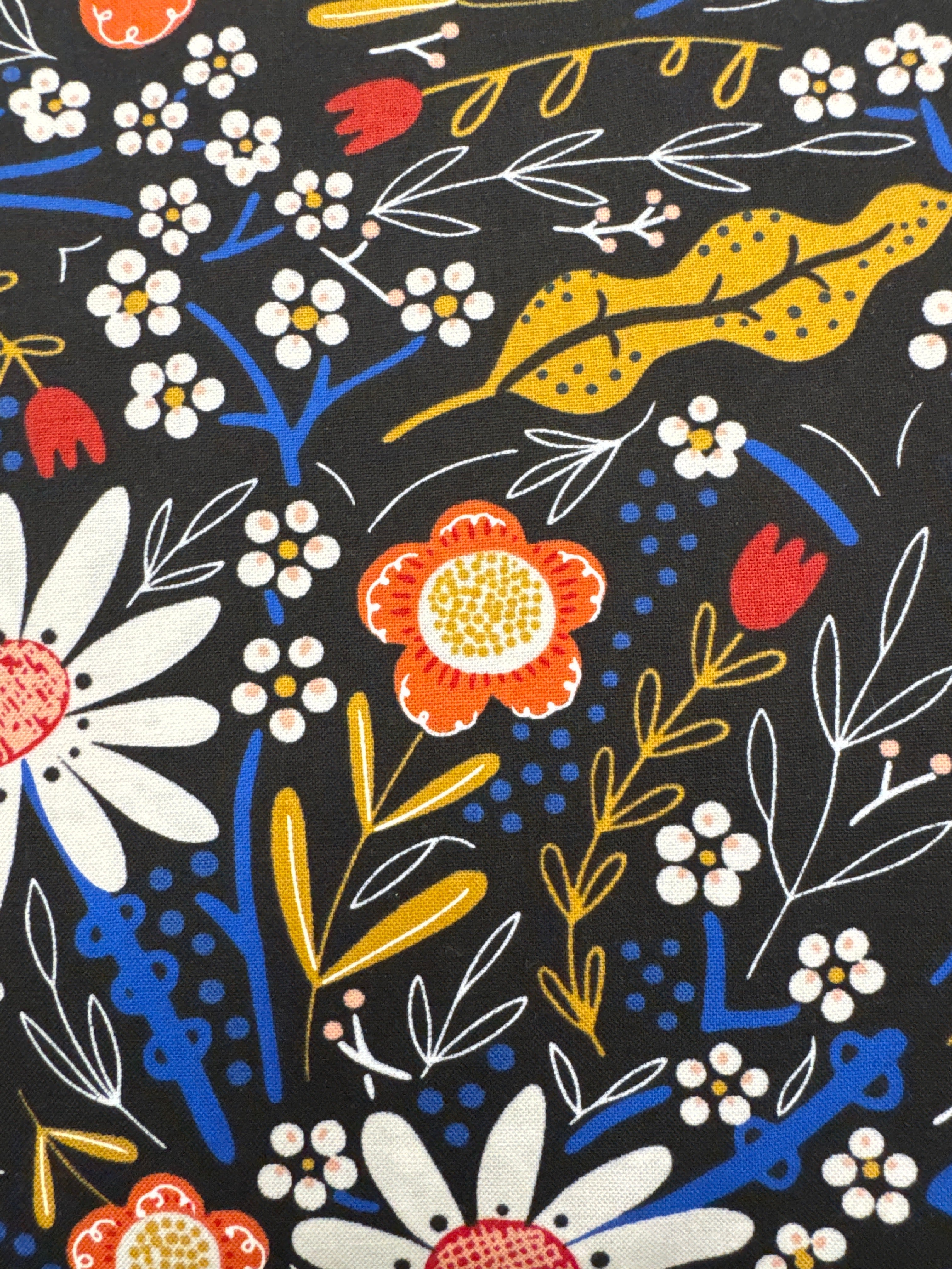 Birdsong Floral Multi Black quilting fabric by Moda