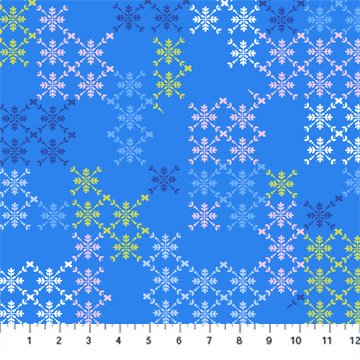 FIGO Hampton Court Meadow floral quilting cotton fabric in Blue
