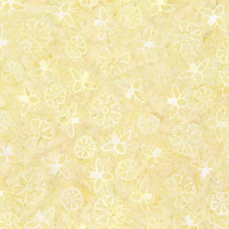 Riley Blake Expressions Watercolor Daisies batik quilting fabric in Yellow Cream