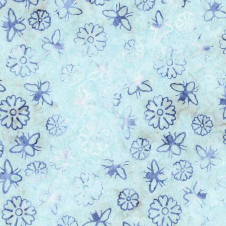 Riley Blake Expressions Watercolor Daisies batik quilting fabric in Caribbean Shale