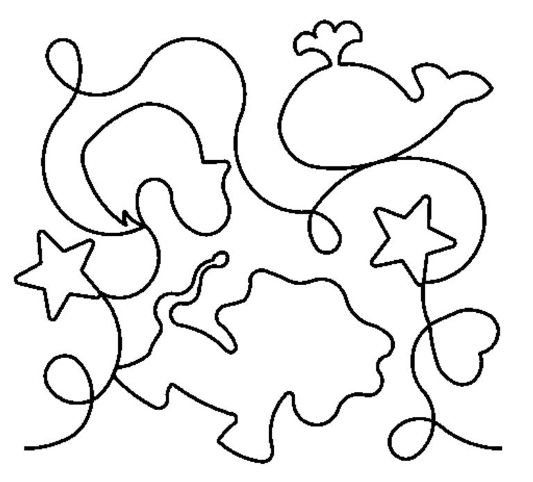 Baby Animals Digital E2E Wildflower Quilting Pantograph Close Up