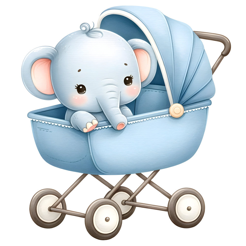 Baby Boy Elephant Fabric Panel 7 QuiltingFabricPanels