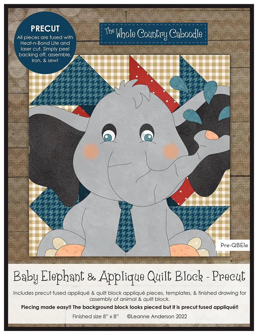 Baby Elephant & Applique Quilt Block Precut Fused Applique Pack - Linda's Electric Quilters