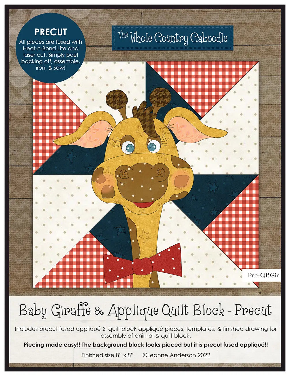 Baby Giraffe & Applique Quilt Block Precut Fused Applique Pack - Linda's Electric Quilters