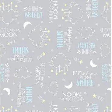 Baby's Adventure - Word Toss - Gray 44" / 45" Fabric Per Yard The Fabric Company