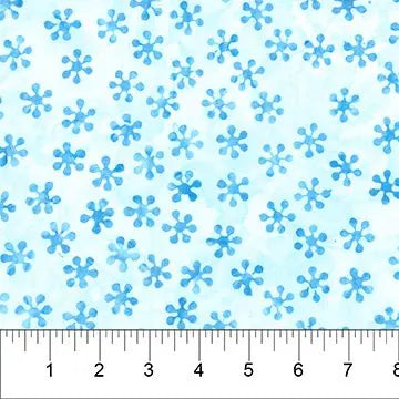 Banyan 80822-10 Winter Wonder - White with blue flowers 45" Fabric Per Yard Fabric Fanatics