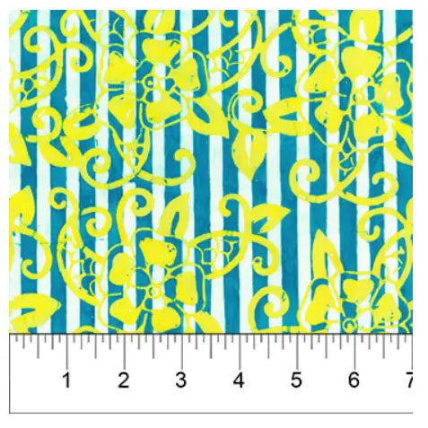 Banyan 80970-63 SWEET TUNES Floral Stripe - Teal 45" Fabric Per Yard Fabric Fanatics