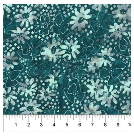 Banyan 80994-64 - PEARLS - Mid-Century Daisy - Dark Teal 45" Fabric Per Yard Fabric Fanatics