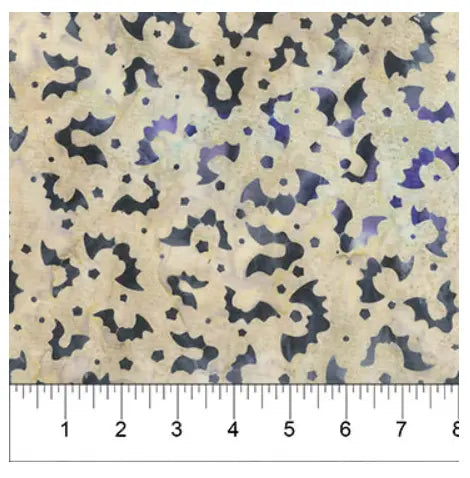 Banyan 83001-30 MIDNIGHT MAGIC - Lots of Bats - Oatmeal 45" Fabric Per Yard Fabric Fanatics