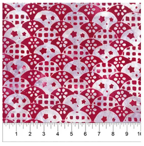 Banyan 83015-23 - VINTAGE SPIRIT CLAMSHELL STARS - Raspberry 45" Fabric Per Yard Fabric Fanatics
