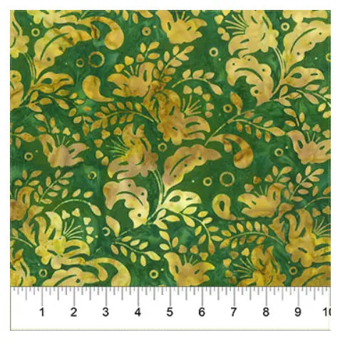 Banyan 83020-73 - DECK THE HALLS FOLK ART FLORAL - Green 45" Fabric Per Yard Fabric Fanatics