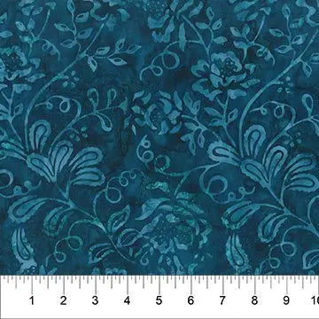 Banyan 83180-64 GARDEN SPIRIT Floral Spray - Dark Teal 45" Fabric Per Yard Fabric Fanatics
