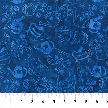 Banyan 83292-48 - Secret Garden - Watering Cans Denim 45" Fabric Per Yard Fabric Fanatics