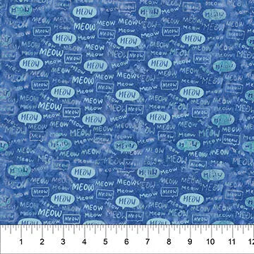 Banyan 83361-44 MEOW MEOW - Meow Words - Blueberry 45" Fabric Per Yard Fabric Fanatics