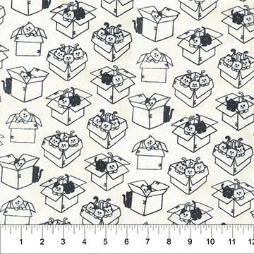 Banyan 83362-11 MEOW MEOW - Cat Boxes - Cream 45" Fabric Per Yard Fabric Fanatics