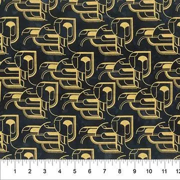 Banyan 83372-99 ART DECO - Arches - Black Metallic 45" Fabric Per Yard Fabric Fanatics