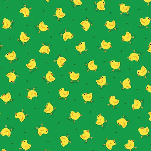 Barnyard Rules - Here Chickies - Green 44" / 45" Fabric Per Yard The Fabric Company