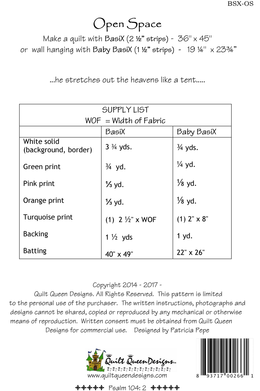 BasiX Open Space Pattern Cactus Queen Quilt Company